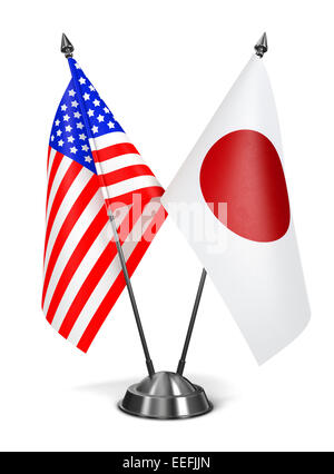 USA und Japan - Miniatur-Flags. Stockfoto