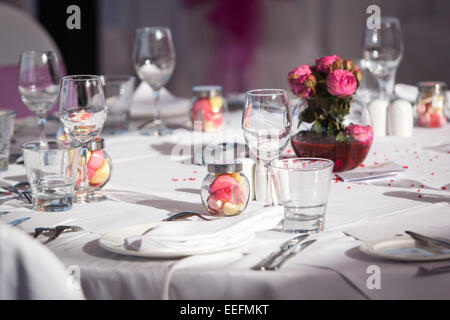 Hochzeit Empfang Dekoration und Tisch-setup Stockfoto