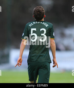 Hamilton, Schottland. 17. Januar 2015. Scottish Premier League. Hamilton Academical gegen Celtic. Liam Henderson feiert sein Tor Credit: Action Plus Sport/Alamy Live News Stockfoto