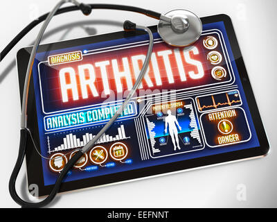 Arthritis auf dem Display des medizinische Tablet. Stockfoto