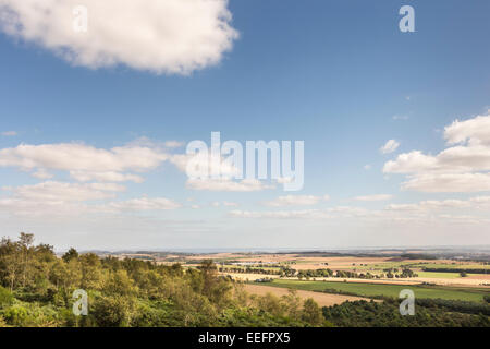 Blick von der Sidlaw Hills in Angus in Schottland. Stockfoto