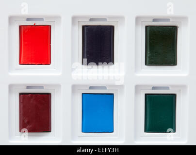 neues Aquarell-Set von kleinen Blöcken Stockfoto