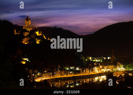 Panorama von Cochem auf dem Berg und Mosel river Stockfoto