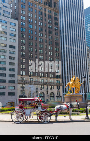 Central Park Kutschfahrten Pferd in Manhattan New York USA Stockfoto