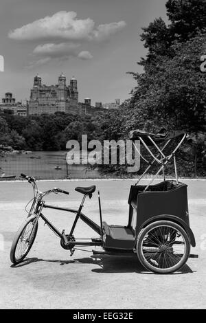 Central Park Manhattan The Lake Rikscha Fahrrad New York USA Stockfoto