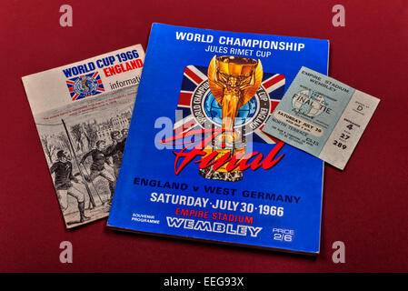 Welt-Cup-Finale 1966, England V Westdeutschland, Programm, Tickets und Broschüre. Stockfoto