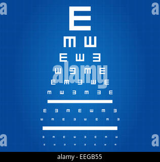 Auge Augen Test Chart Blueprint Stockfoto