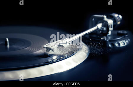 Vinyl auf einem Plattenspieler - Spitze des Eisbergs Stockfoto