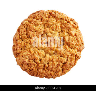 Einige Haferflocken Cookies in einem Stapel auf weißem Hintergrund Stockfoto