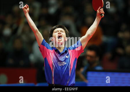 Tokyo Metropolitan Gymnasium, Tokio, Japan. 17. Januar 2015. Masataka Morizono, 17. Januar 2015 - Tischtennis: All Japan Tischtennis Meisterschaften Doppel am Tokyo Metropolitan Gymnasium, Tokio, Japan. Bildnachweis: AFLO SPORT/Alamy Live-Nachrichten Stockfoto