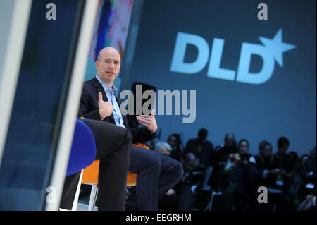 München, Deutschland. 18. Januar 2015. Investor Ben Horowitz spricht bei der Eröffnung der Konferenz DLD (Digital-Life-Design) in München, Deutschland, 18. Januar 2015. Auf der Konferenz von Hubert Burda Media Innovation sprechen hochrangige Gäste über Trends und Entwicklungen der Digitalisierung für drei Tage. Foto: TOBIAS HASE/Dpa/Alamy Live News Stockfoto