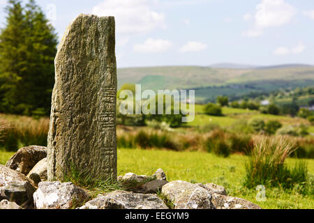 Aghascrebagh Ogham Stein Grafschaft Tyrone Nordirland Stockfoto