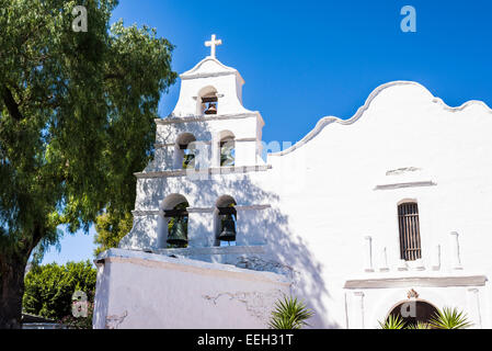 Mission Basilica San Diego de Alcala Gebäude. Historische Stätte. San Diego, California, Vereinigte Staaten von Amerika. Stockfoto