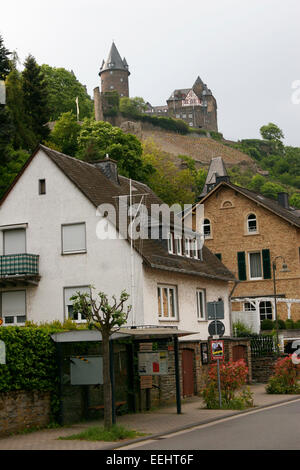 Burg Stahleck, alte Burg in Bacharach, Rhein, Deutschland Stockfoto