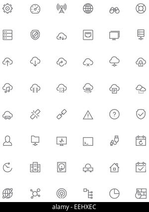 Netzwerk- und Cloud-Services-Symbol festlegen Stockfoto