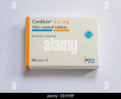 Cardicor Filmtabletten Rezept Pack, England, UK. Stockfoto