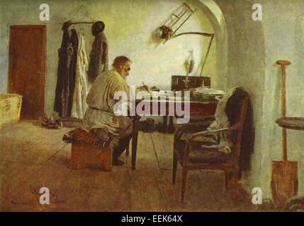 Leo Tolstoi, ein russischer Schriftsteller und Philosoph, ist vor allem für seine Romane Krieg und Frieden und Anna Karenina bekannt. Seine Werke gelten als einige der wichtigsten in der Weltliteratur und prägen russische und globale literarische Traditionen. Stockfoto