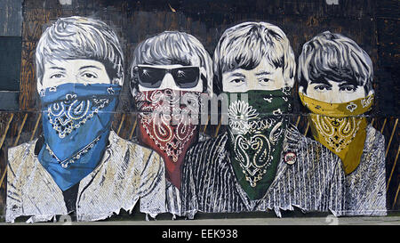 Beatles, tragen farbige Bandana Taschentücher, Malerei auf Wand, graffiti Stockfoto