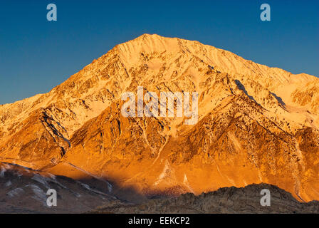 Mt-Tom in Eastern Sierra Nevada bei Sonnenaufgang im Winter über Buttermilch Gegend in der Nähe von Bishop, Kalifornien, USA Stockfoto