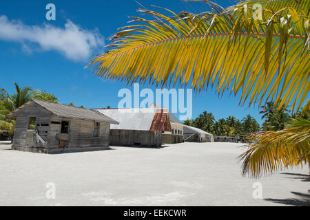 Cook-Inseln. Palmerston Insel. Aktuelle Bevölkerung von 62 Menschen, die die Insel "downtown" zu besitzen. Stockfoto