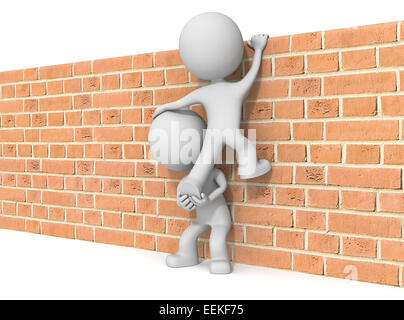 Der Dude 3D-Charakter X2 Brick Kletterwand. Stockfoto