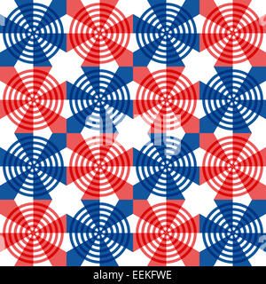 Rote, weiße und blaue Sterne und Streifen in einem festlichen nahtlose Muster Stockfoto