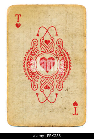 Antik-ornamentalen rieb Ass Herzen Spielkarte Hintergrund Stockfoto