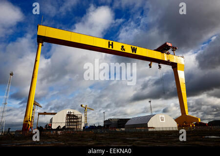 Harland und Wolff Wahrzeichen-Werft-Kran in Belfast Nordirland Stockfoto