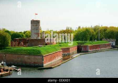 Polen. Hafen von Danzig. Vistulamouth / Weichselmündung Festung der Mündung der Weichsel / Mottlau stammt aus dem 15. Jh. Stockfoto