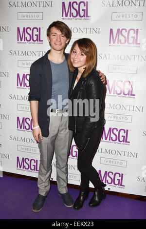 London, UK. 19. Januar 2015. Greg Austin und Melodie Shirazi besucht die MediaSkin Gifting Lounge am Salmontini 1 Pont St, Belgravia, London. Bildnachweis: Siehe Li/Alamy Live News Stockfoto