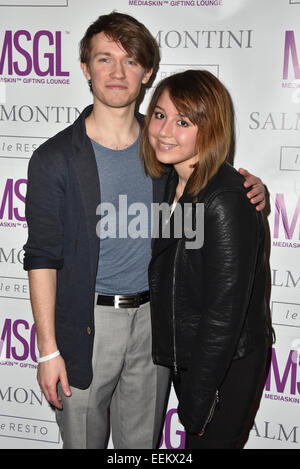 London, UK. 19. Januar 2015. Greg Austin und Melodie Shirazi besucht die MediaSkin Gifting Lounge am Salmontini 1 Pont St, Belgravia, London. Bildnachweis: Siehe Li/Alamy Live News Stockfoto