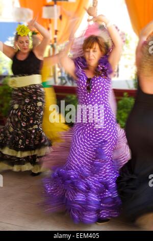 Flamenco-Tänzer auf der Feria del Caballo in Jerez De La Frontera, Andalusien, Spanien Stockfoto