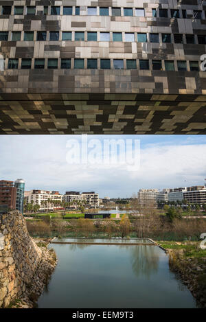 Neues Rathaus, Hôtel de Ville, Architekt Jean Nouvel und Port Marianne Stadtentwicklung, Montpellier, Frankreich Stockfoto