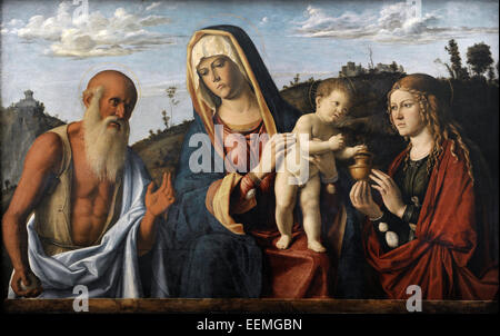 Cima da Conegliano (1459-1517). Italienischen Renaissance-Maler. Madonna mit Kind und Heiligen Hieronymus und Maria Magdalena, 1495. Alte Pinakothek. München. Deutschland. Stockfoto