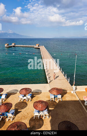 Strand in Kusadasi, Aydin Provinz, Türkei. Stockfoto