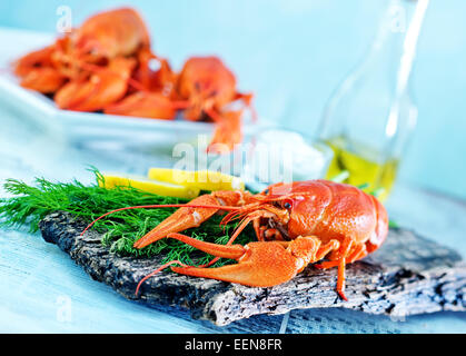 gekochte Krebs mit Lorbeer und frischem dill Stockfoto