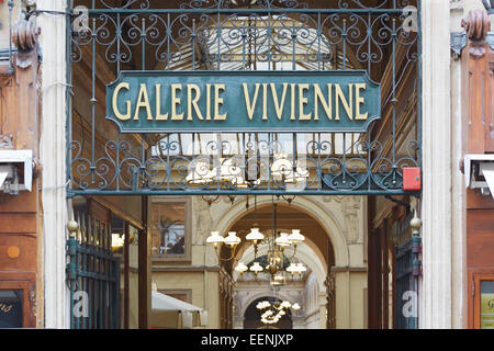 Paris, Galerie Vivienne Eingang Stockfoto