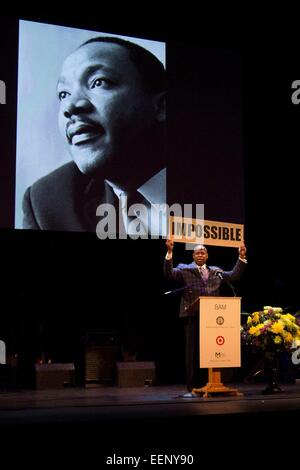 Brooklyn, NY, USA. 19. Januar 2015. Borough President von Brooklyn, New York City Eric L. Adams bei einem öffentlichen Auftritt für BAM beherbergt die 29. jährlichen Brooklyn Hommage an Dr. Martin Luther King, Jr. - kommen Anteil den Traum, Brooklyn Academy of Music Howard Gilman Opera House, Brooklyn, NY 19. Januar 2015. © Patrick Cashin/Everett Collection/Alamy Live-Nachrichten Stockfoto