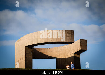 Laudatio auf den Horizont von Eduardo Chillida öffentliches Denkmal in Gijon Stadt Asturien Spanien Stockfoto