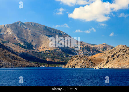 Aus die Küste von Symi Insel Griechenland Europa Stockfoto