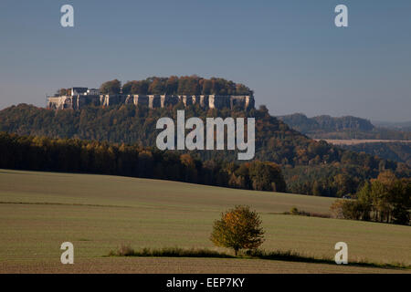 Blick vom Pfaffenstein auf den Gohrisch Elbsandsteingebirge Sächsische Schweiz-Deutschland-Natiobnalpark Stockfoto