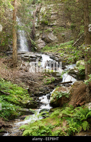 Wasserfall-Heiliger Geist und Feder im Rhodopen-Gebirge, Bulgarien Stockfoto