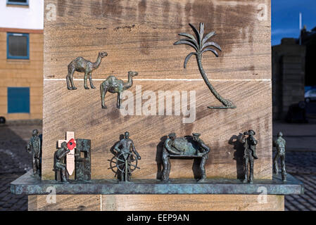 Detail vom schottischen Handelsmarine Memorial am Ufer in Leith, Edinburgh, Schottland, Großbritannien. Stockfoto