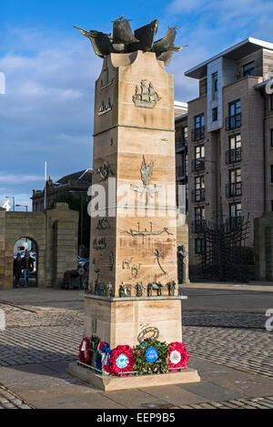 Schottlands Handelsmarine Denkmal am Ufer in Leith, Edinburgh, Schottland, Großbritannien. Stockfoto