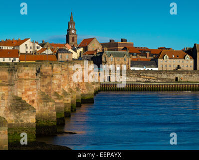 Die alte Brücke bei Berwick nach Tweed Northumberland England UK gebaut 1611 für James 1 of Scotland mit der Stadt sichtbar hinter Stockfoto