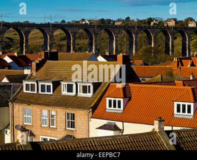 Royal Grenzbrücke bei Berwick nach Tweed Northumberland UK entworfen von Robert Stephenson und eröffnet von Königin Victoria im Jahre 1850 Stockfoto