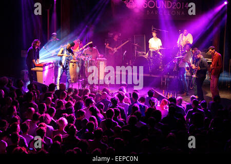 BARCELONA - 27 Mai: Antibalas (Afrobeat Band) Leistung bei Heineken Primavera Sound Festival 2014 (PS14). Stockfoto