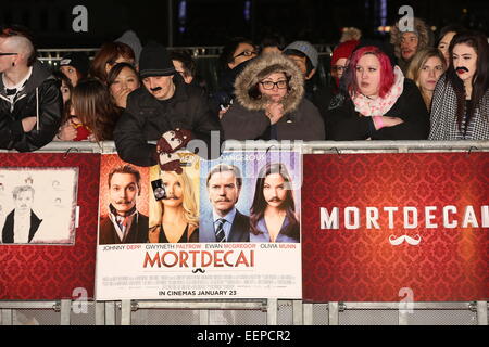 London, UK. 19. Januar 2015. Atmosphäre bei der britischen Premiere des MORTDECAI im Empire Leicester Square, London. Bild von obligatorischen Credit Swiftcreative Stockfoto