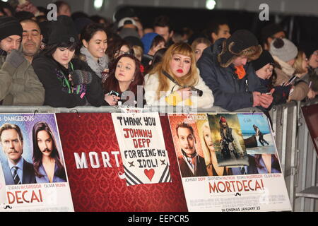 London, UK. 19. Januar 2015. Atmosphäre bei der britischen Premiere des MORTDECAI im Empire Leicester Square, London. Bild von obligatorischen Credit Swiftcreative Stockfoto