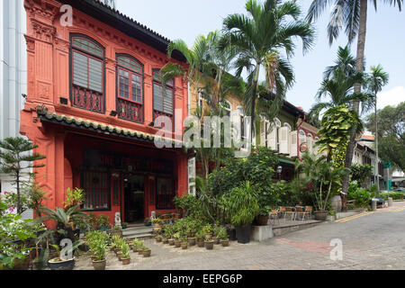 Kolonialarchitektur in der Emerald Hill District of Singapore. Stockfoto